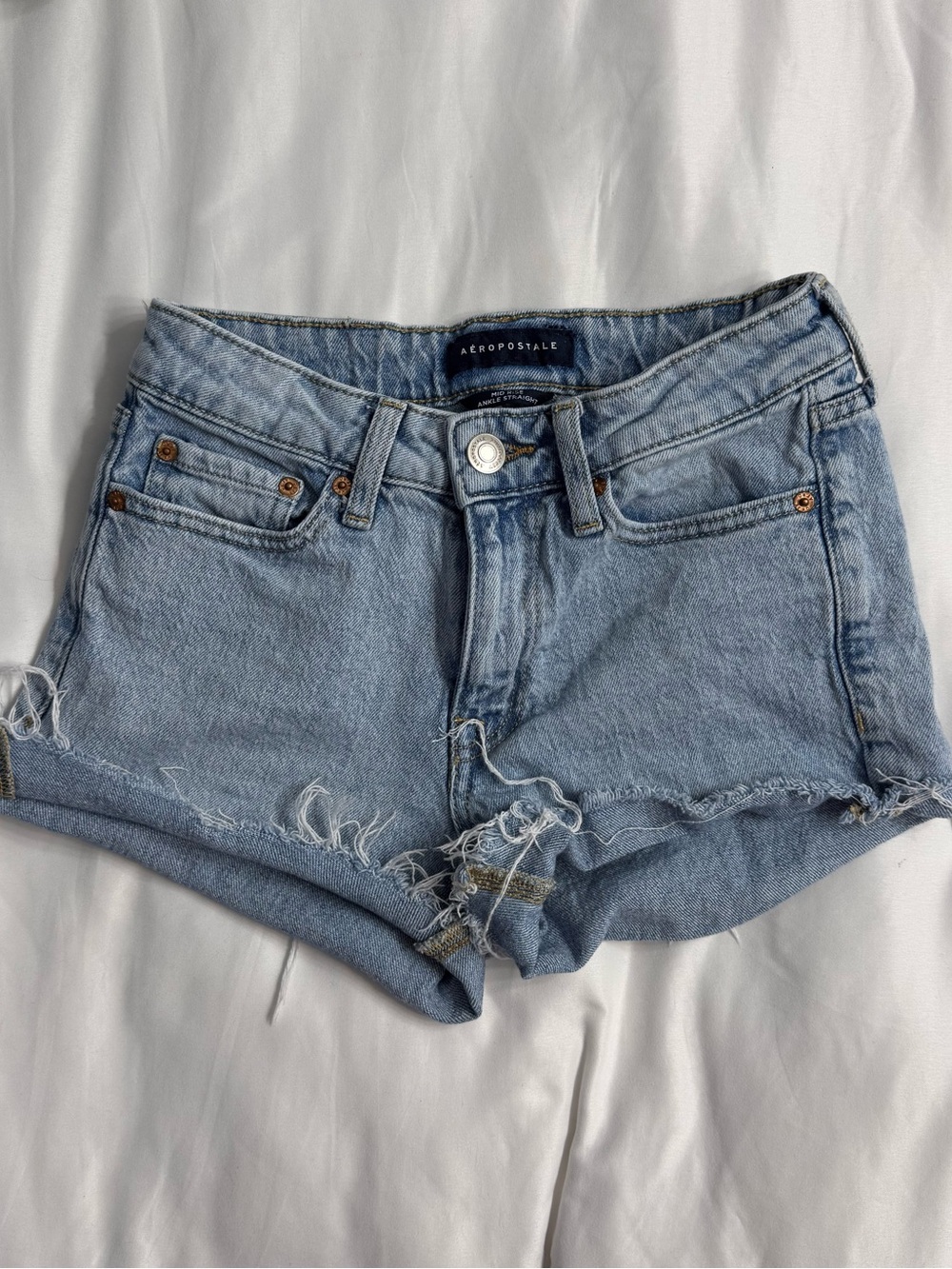 Aeropostale Light Wash Distressed Denim Cutoff Shorts